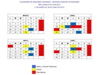 Calendario de sesiones plenarias hasta el 30 de junio de 2017