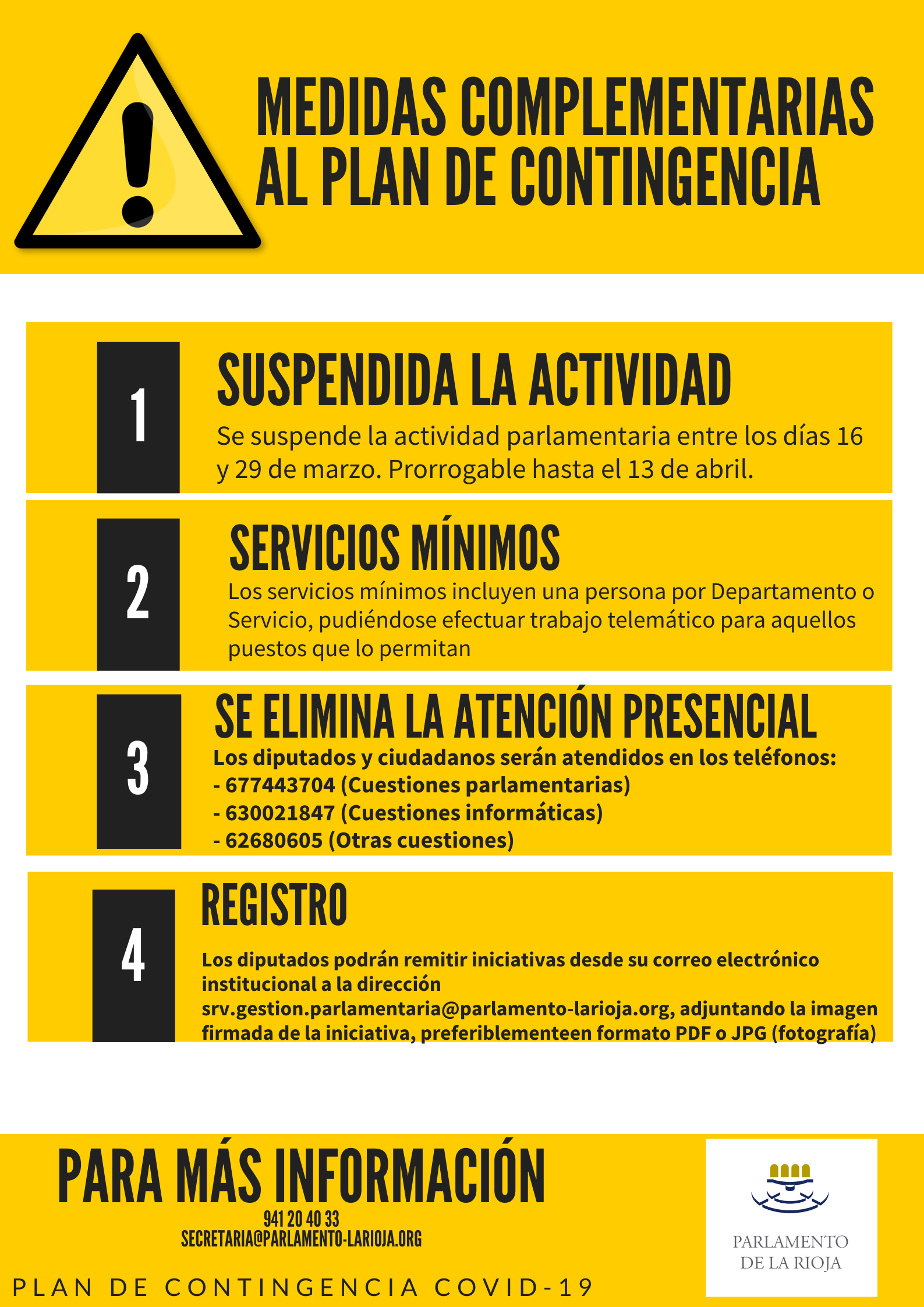 Medidas complementarias del Parlamento de La Rioja